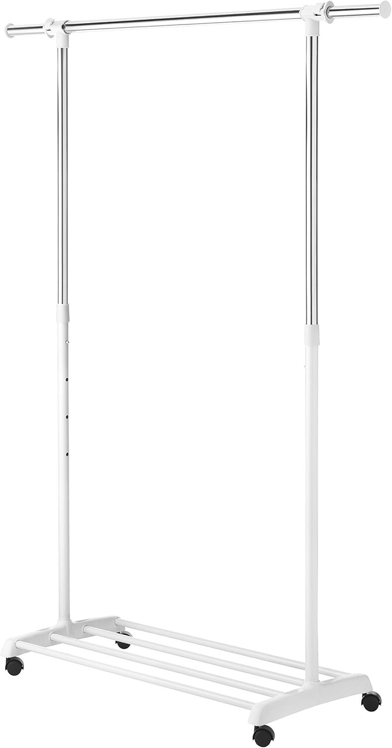 Adjustable Garment Rack White & Chrome Clothes Rail