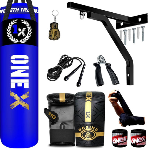 4ft Heavy Filled Punching Bag Boxing Training Set Gloves Bracket