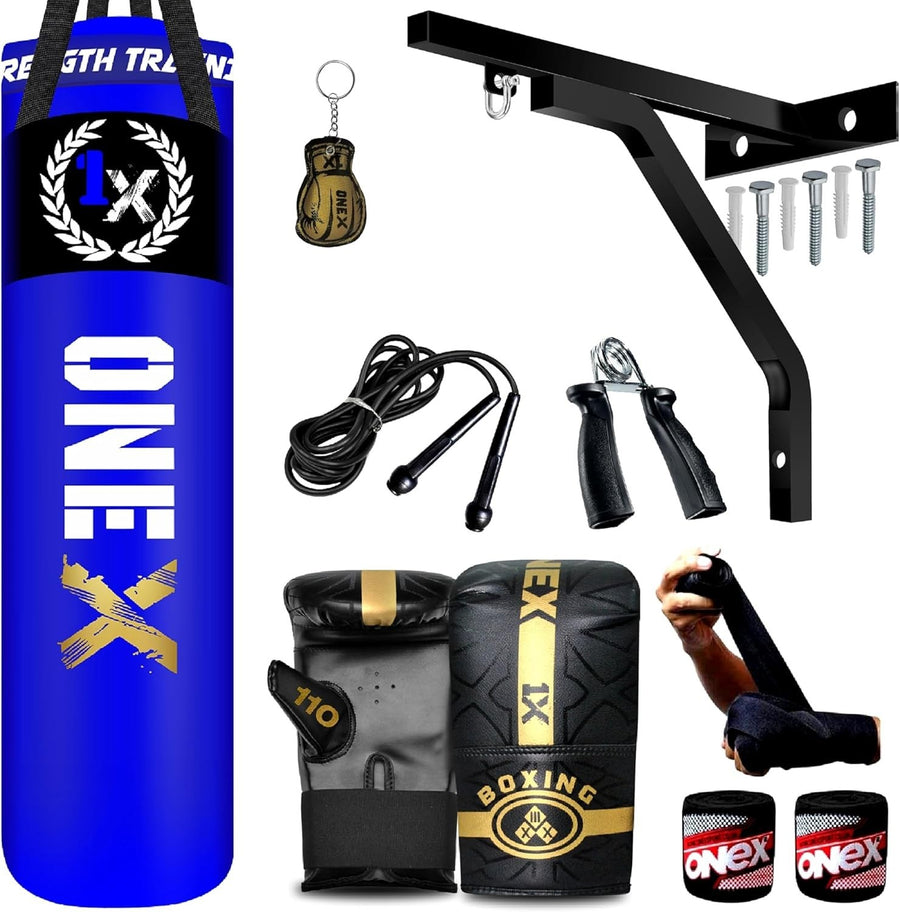 4ft Heavy Filled Punching Bag Boxing Training Set Gloves Bracket