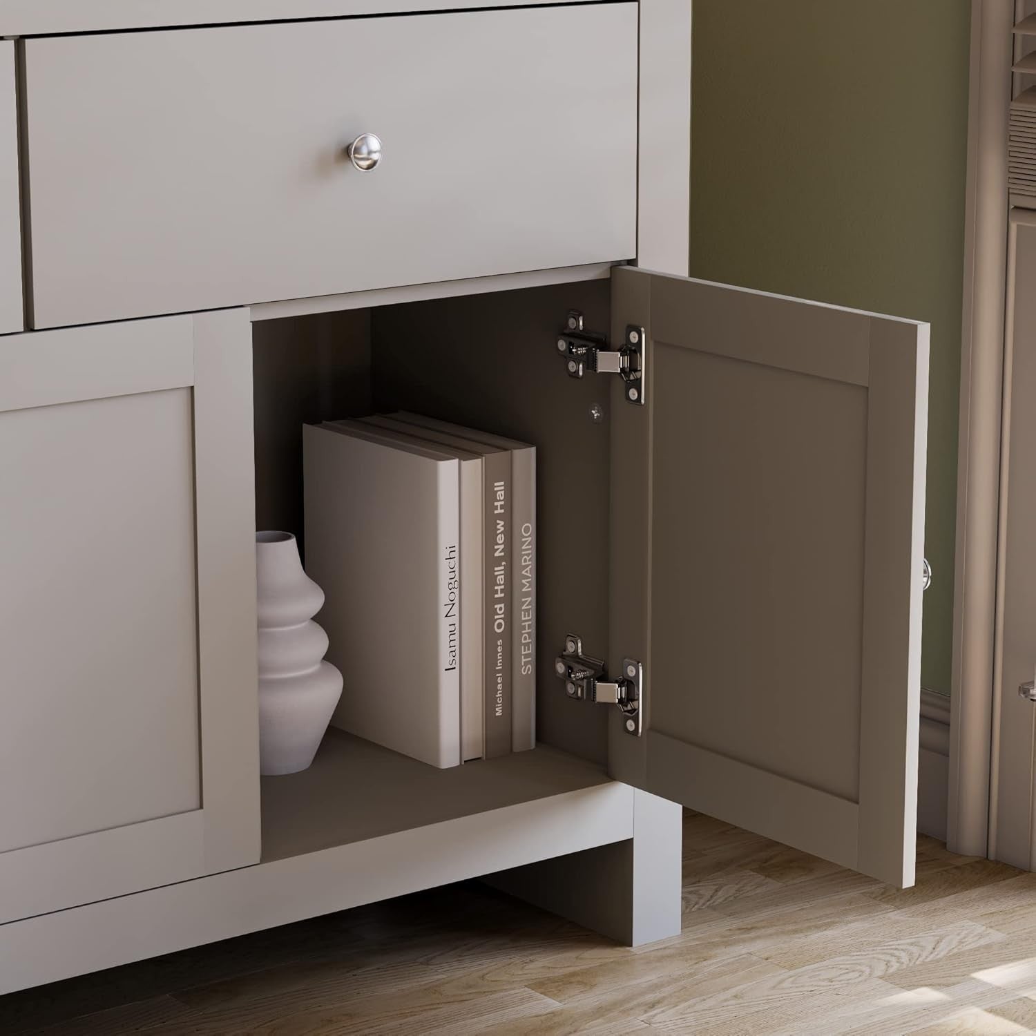Modern Grey & Oak Sideboard Buffet Table 2 Drawer 3 Door Storage Cabinet