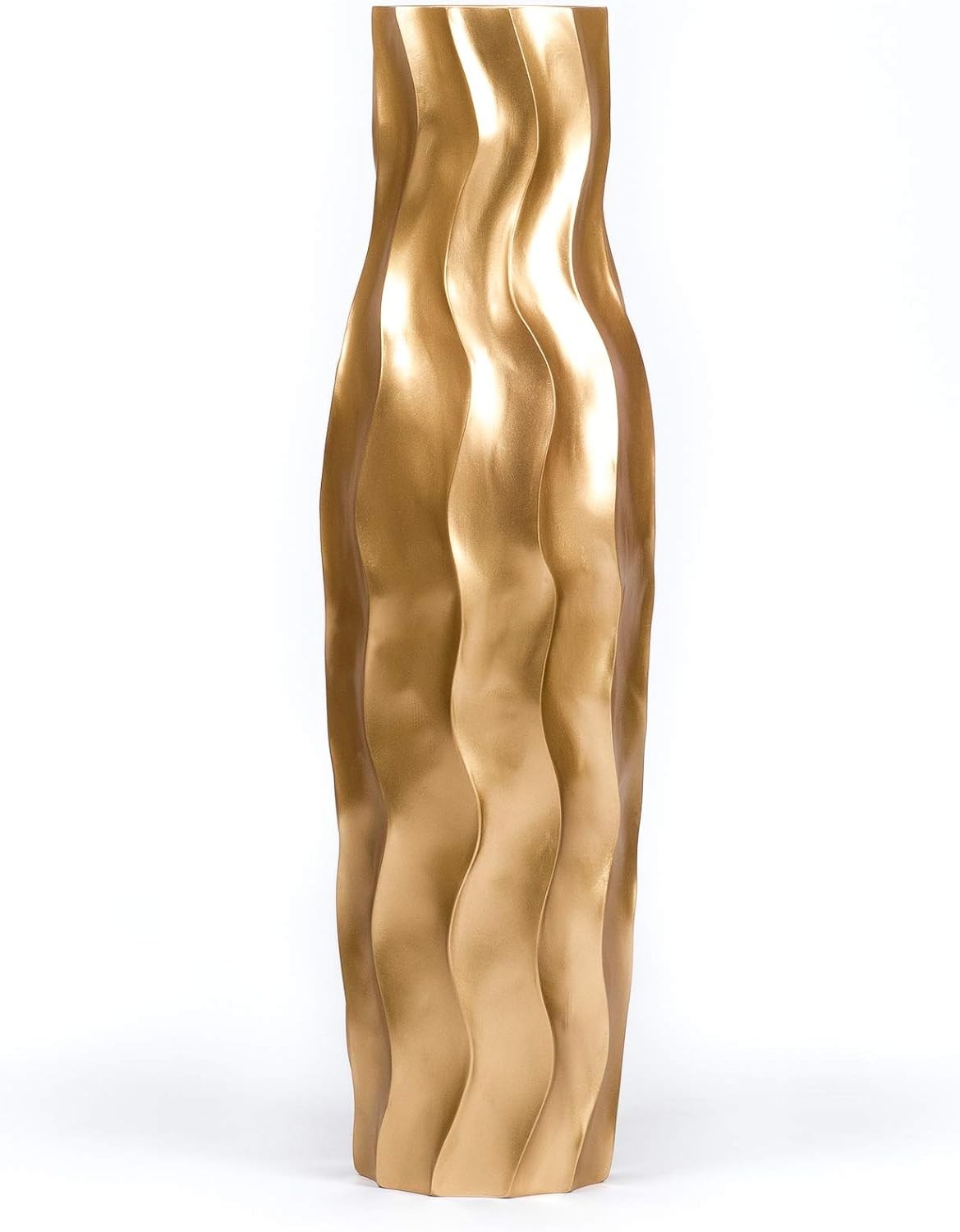 Large Gold Floor Vase 85cm Tall Farmhouse Decorative Vase for Pampas Grass