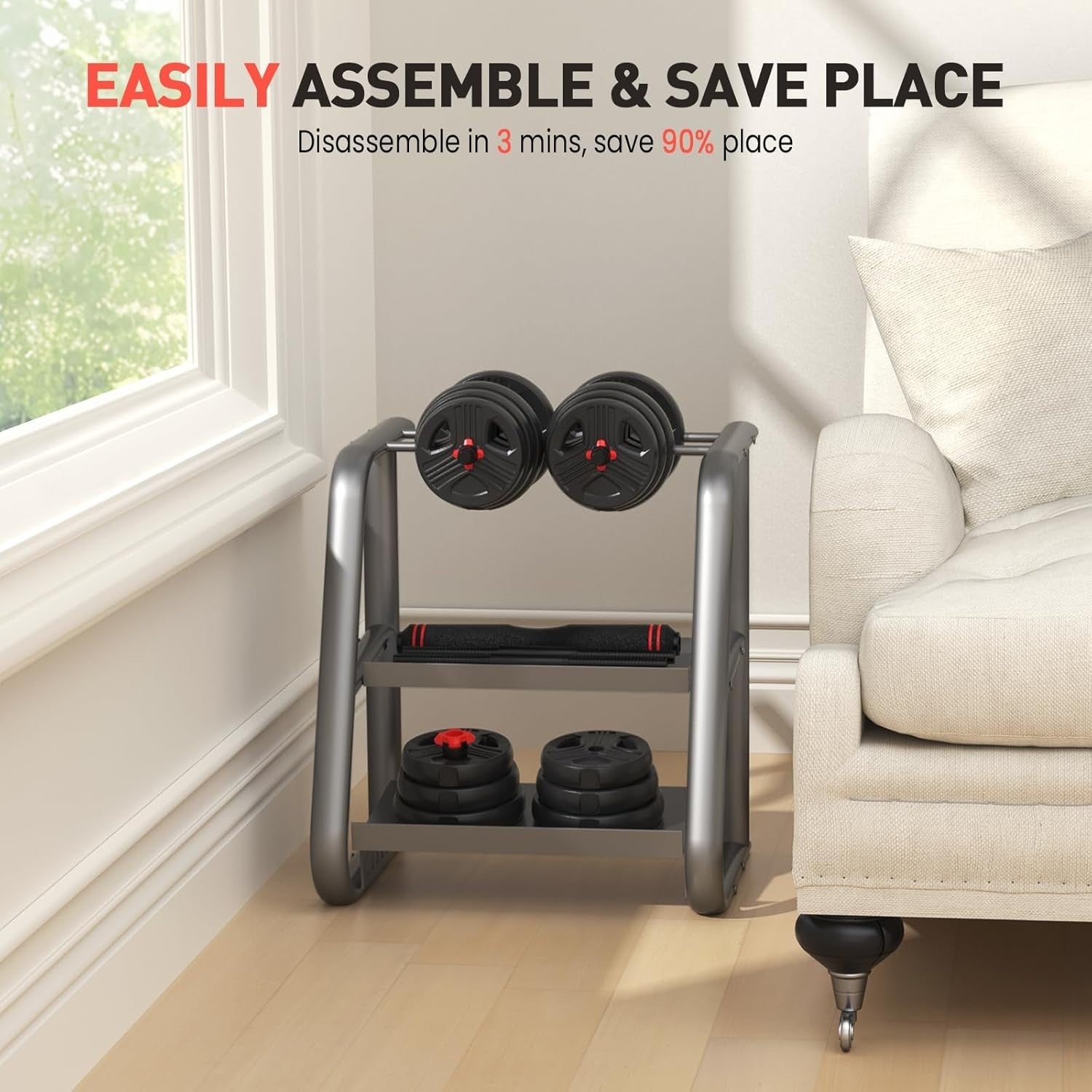 40LB Adjustable Dumbbells Set 2 in 1 Barbell Connector Home Gym