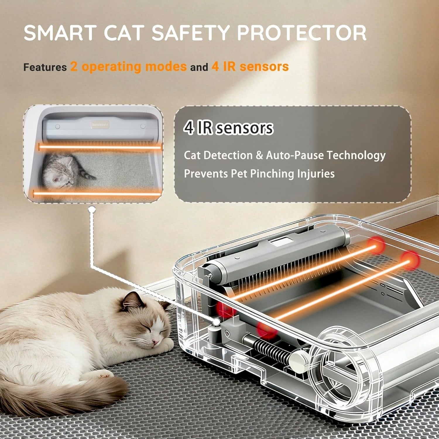 XL Self Cleaning Cat Litter Box App Control Open Top Multi Cat Tray