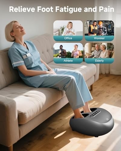 Shiatsu Foot Massager with Heat Deep Kneading & Air Compression 3 Heat Levels