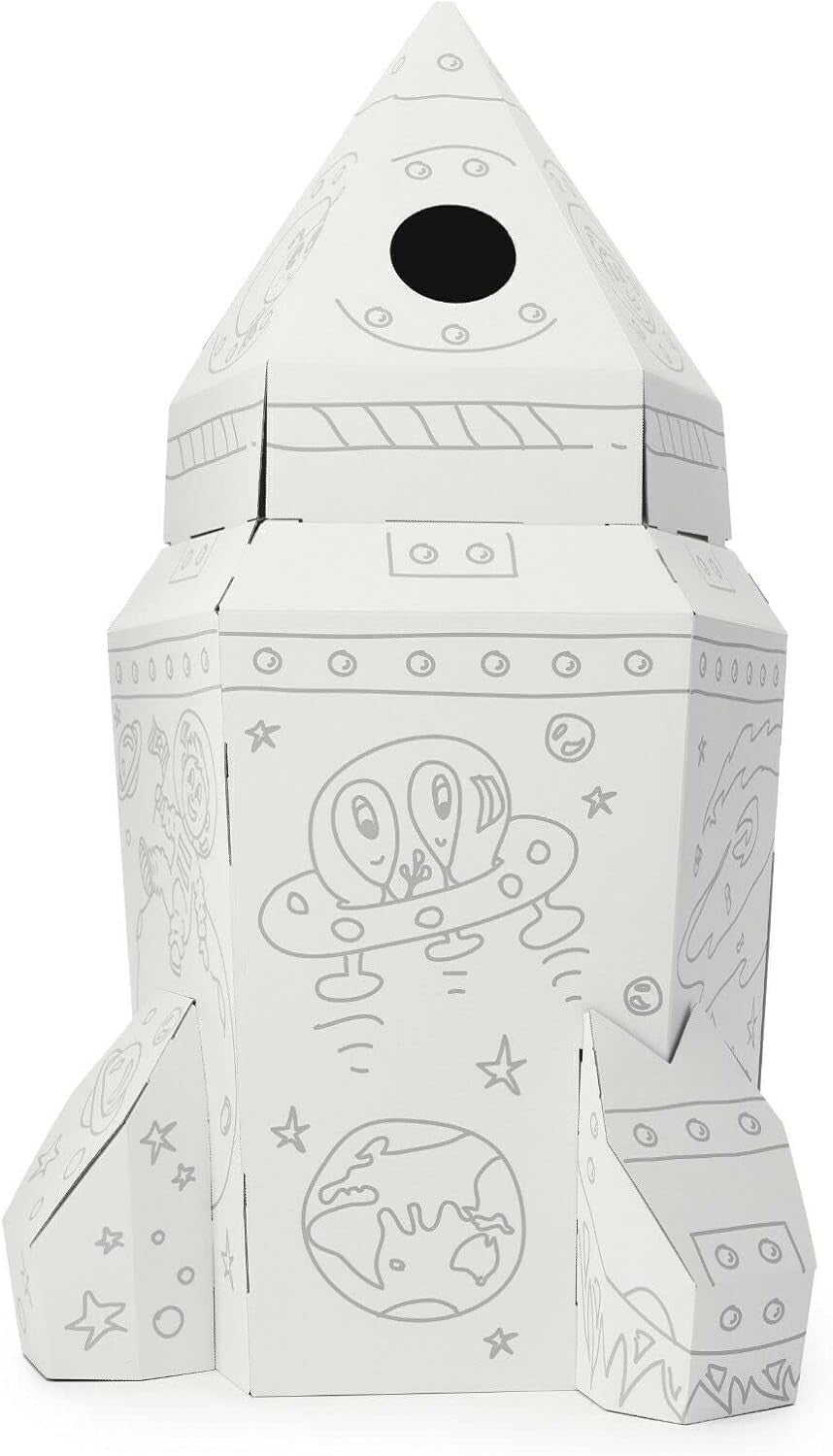 XL Cardboard Spaceship Playhouse Kids Colour In Rocket Craft Toy