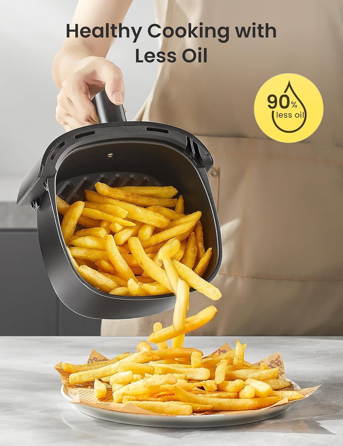 2L Mini Air Fryer | Compact Low-Wattage Cooker | 12 Presets | Healthy Oil-Free