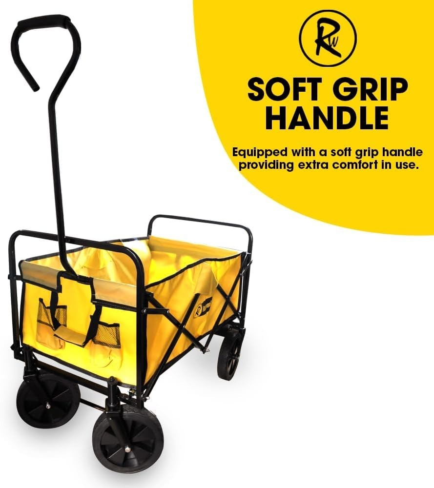 Foldable Garden Trolley Cart 200kg Heavy Duty Utility Wagon All Terrain Yellow