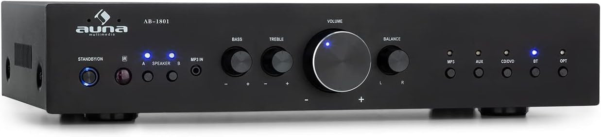 Auna Bluetooth Hi-Fi Amplifier Stereo AV Receiver 2-Channel Power Amp