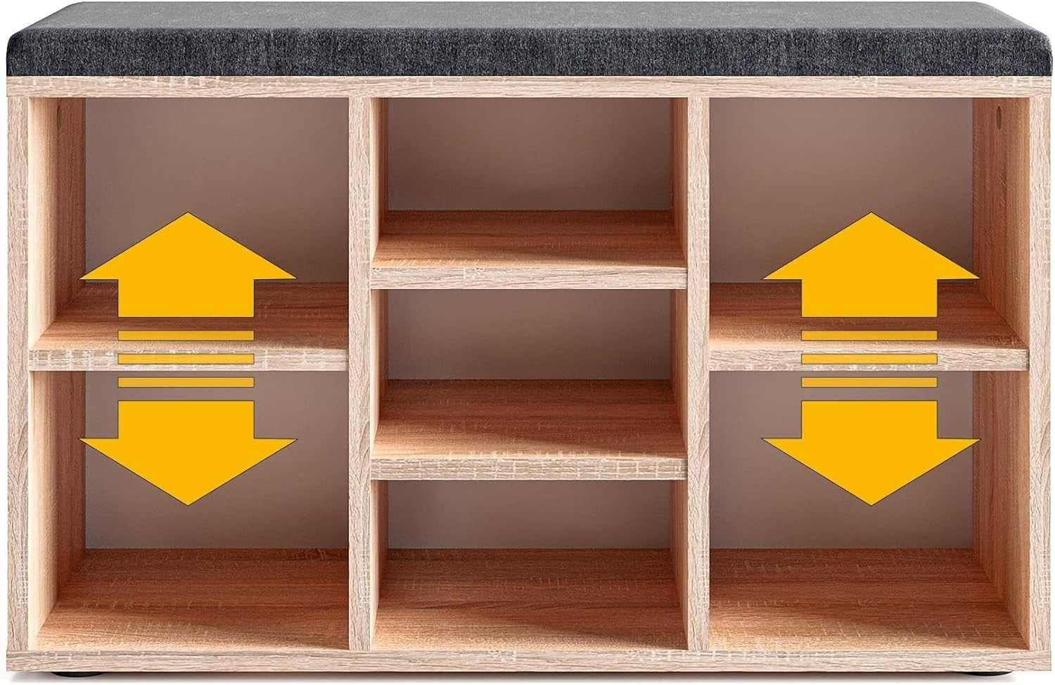 Narrow Shoe Storage Bench with Seat & Adjustable Shelves for Hallway 80cm
