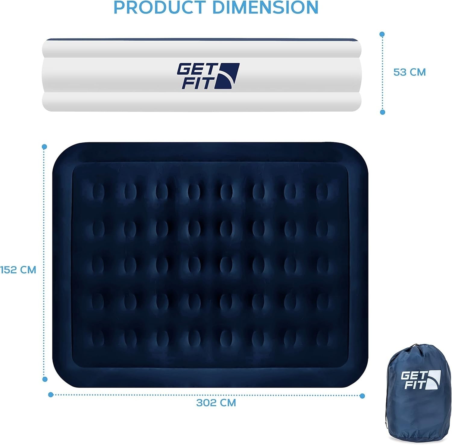 King Size Inflatable Air Mattress with Built-In Pump and 2 Plush Pillows