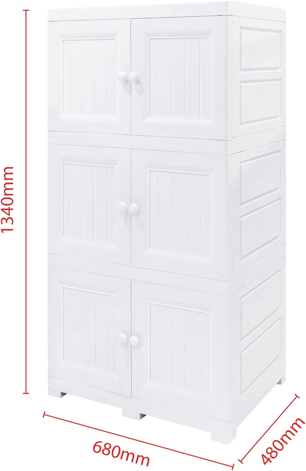 3 Tier White Plastic Storage Cabinet Cupboard Shelving Unit for Home