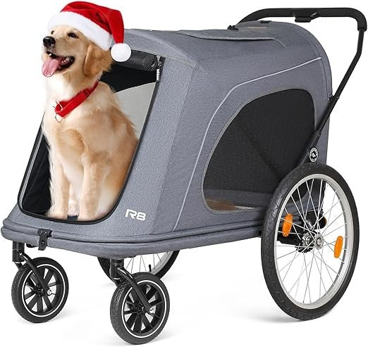 4 Wheel Large Dog Stroller Foldable Heavy Duty Pet Pushchair Trailer 100lb
