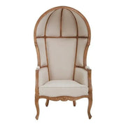 Luxury Cream Dome Accent Chair High Back Throne Style Wood Frame