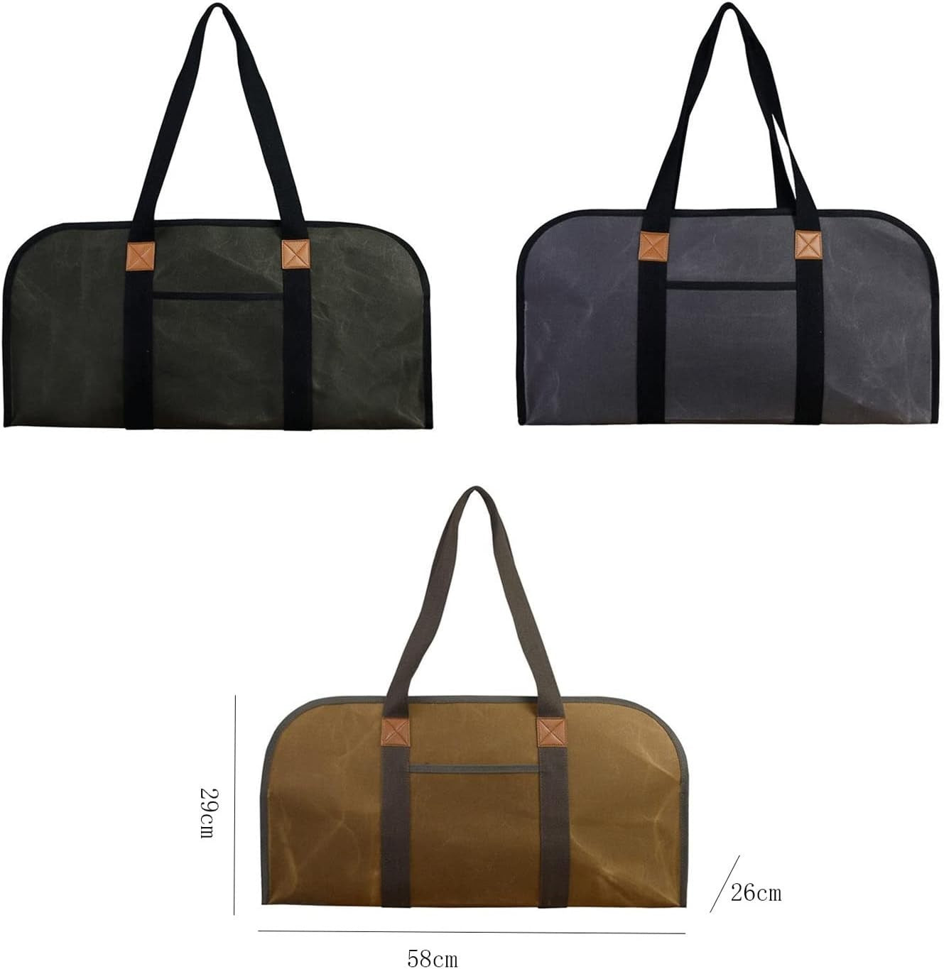 Large Canvas Firewood Tote Bag - Durable Outdoor Wood Carrier with Handles
