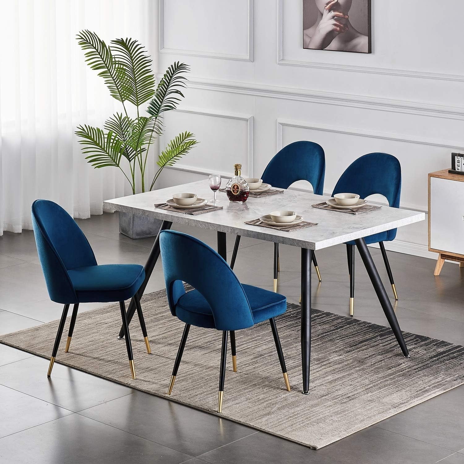 Modern Grey Dining Table 150cm Black Metal Legs – Kitchen & Home Use