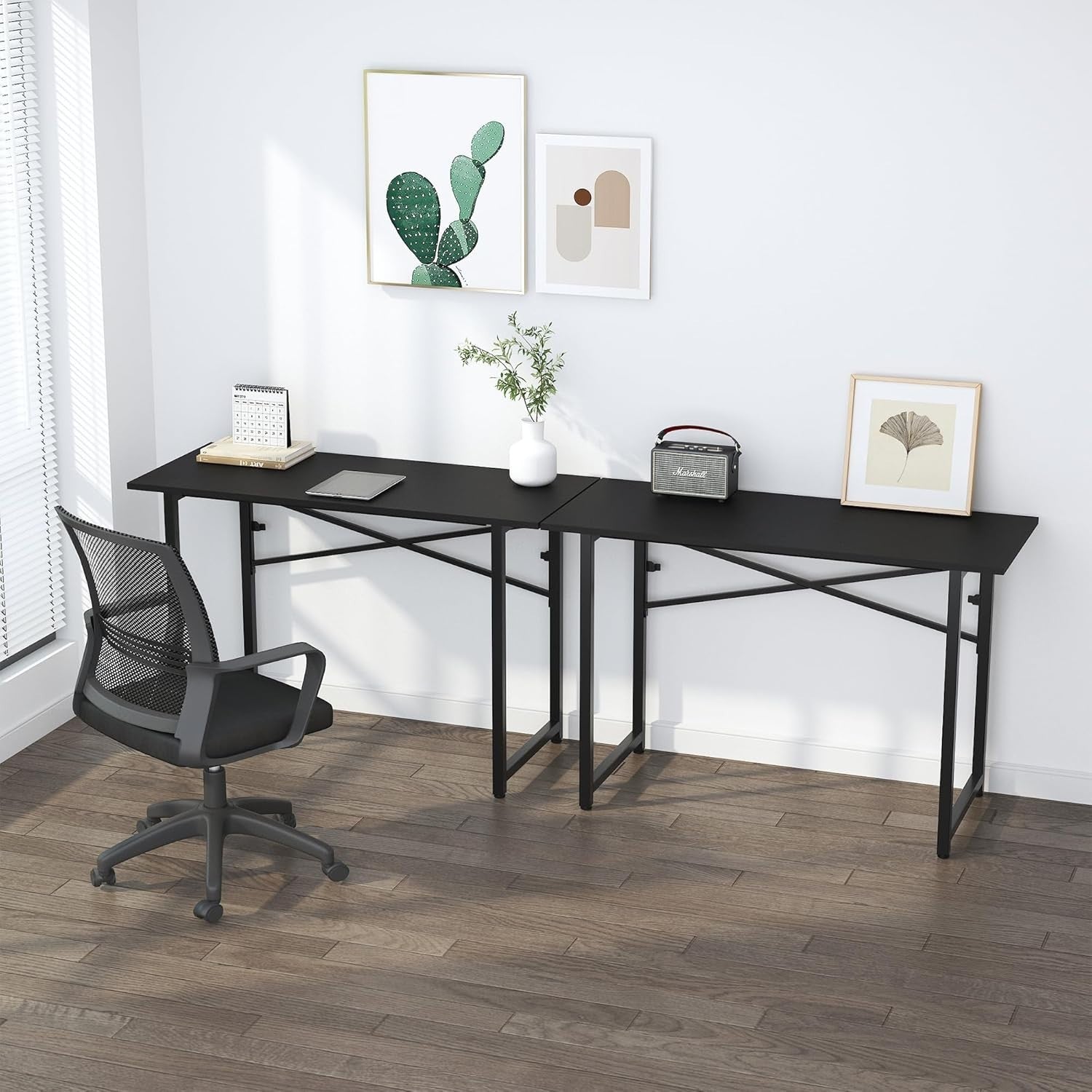 Black Folding Desk 120cm No Assembly Required Home Office Gaming Table
