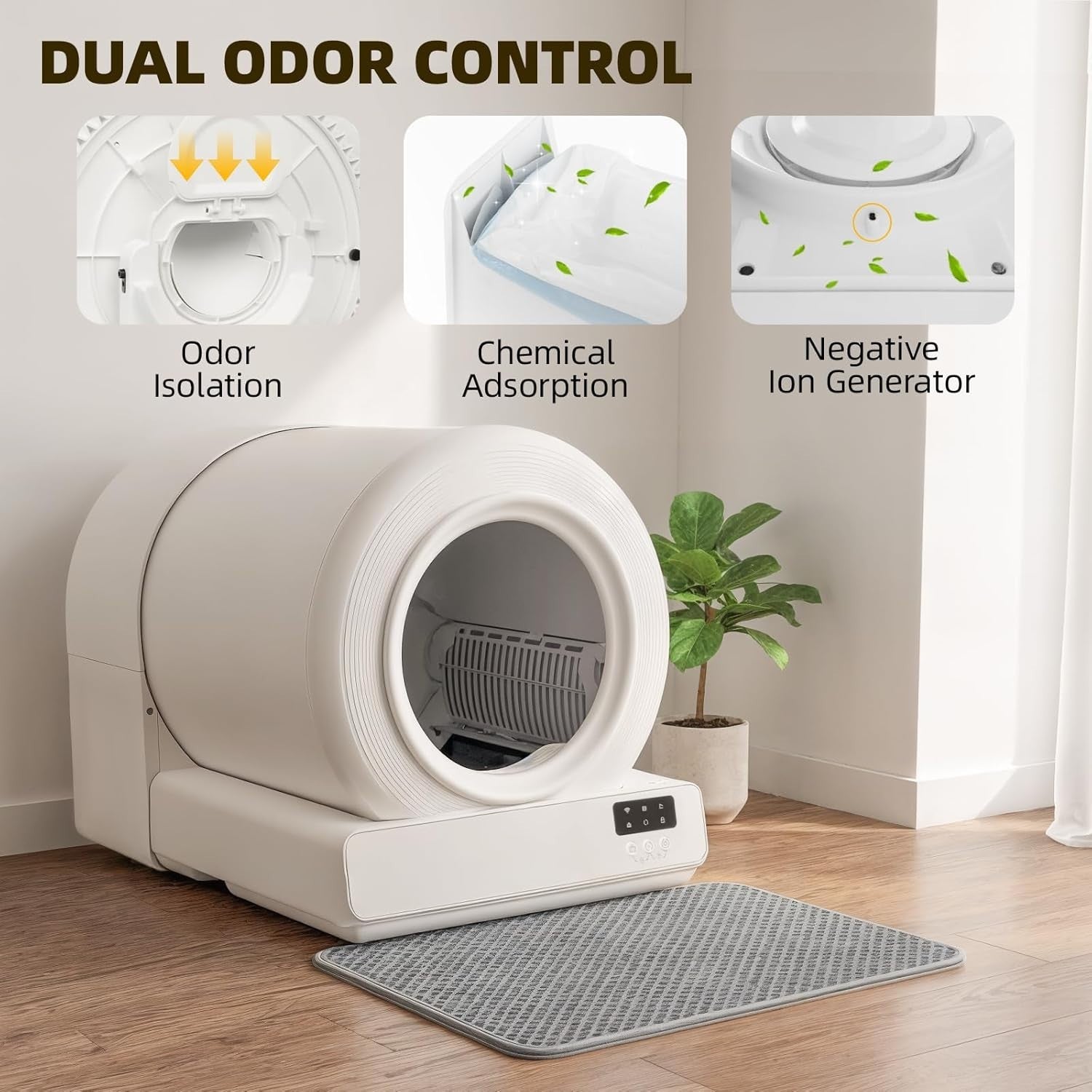 Self Cleaning Cat Litter Box 85L App Control Odor Free Auto Tray