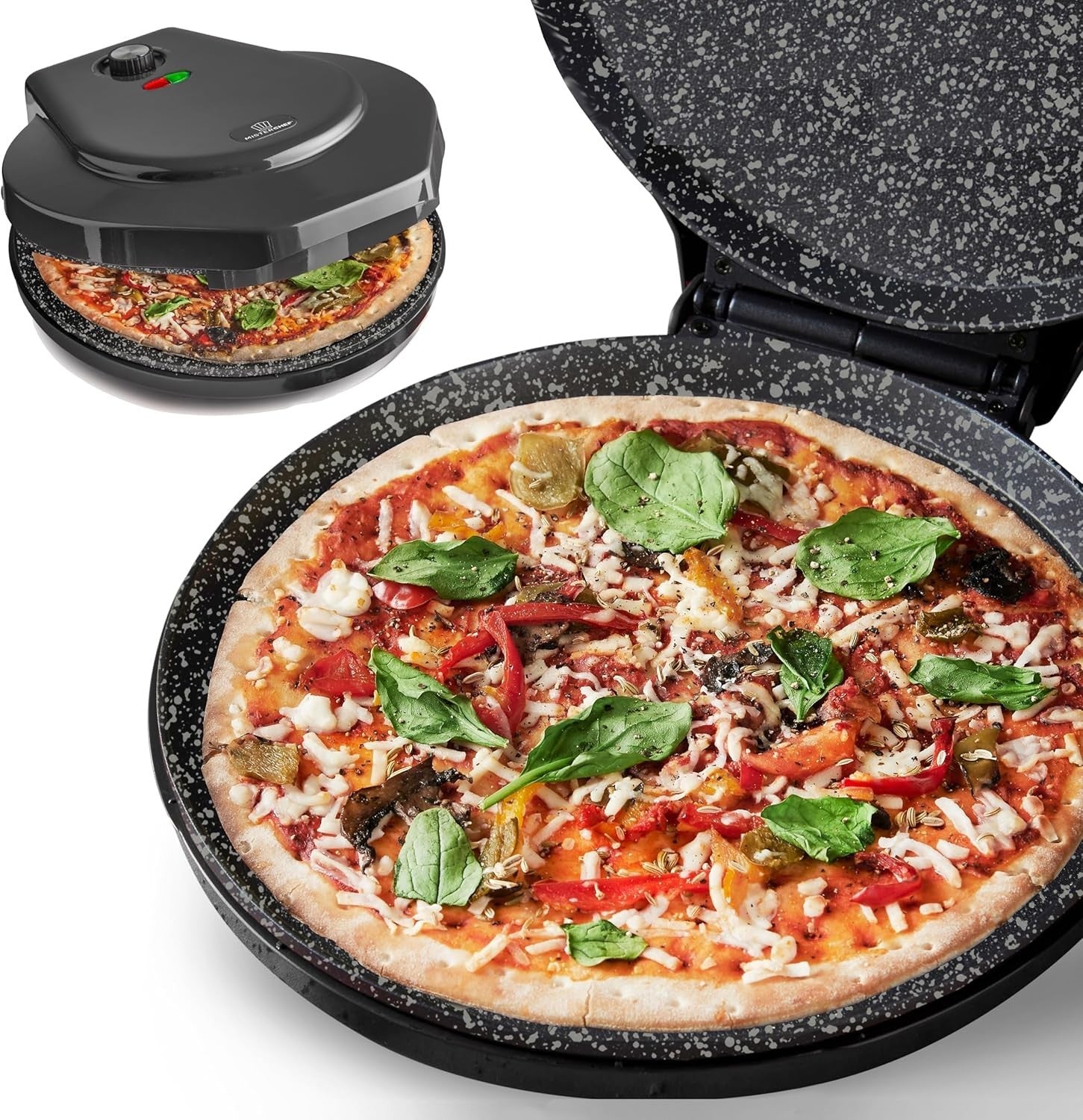Electric Pizza Maker 1450W 12" Ceramic, Fast Bake, Non-Stick, Crusty Base