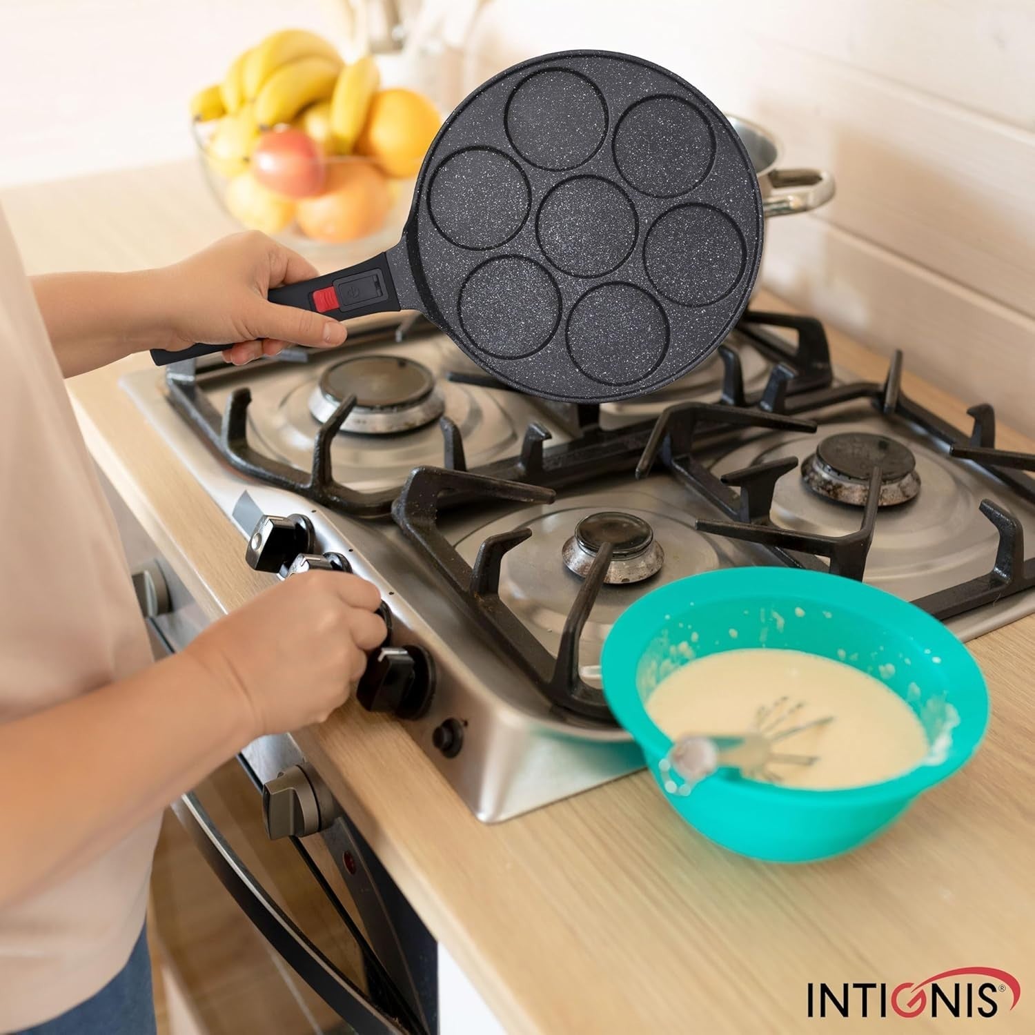Multi-Hole Non-Stick Pancake Pan 7-Cup Maker w/ Removable Handle, Induction Safe
