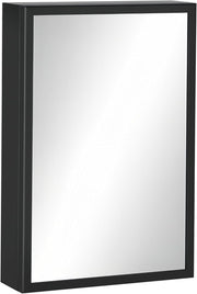 Wall Mounted Bathroom Mirror Cabinet with Storage Shelves, 60cm Black
