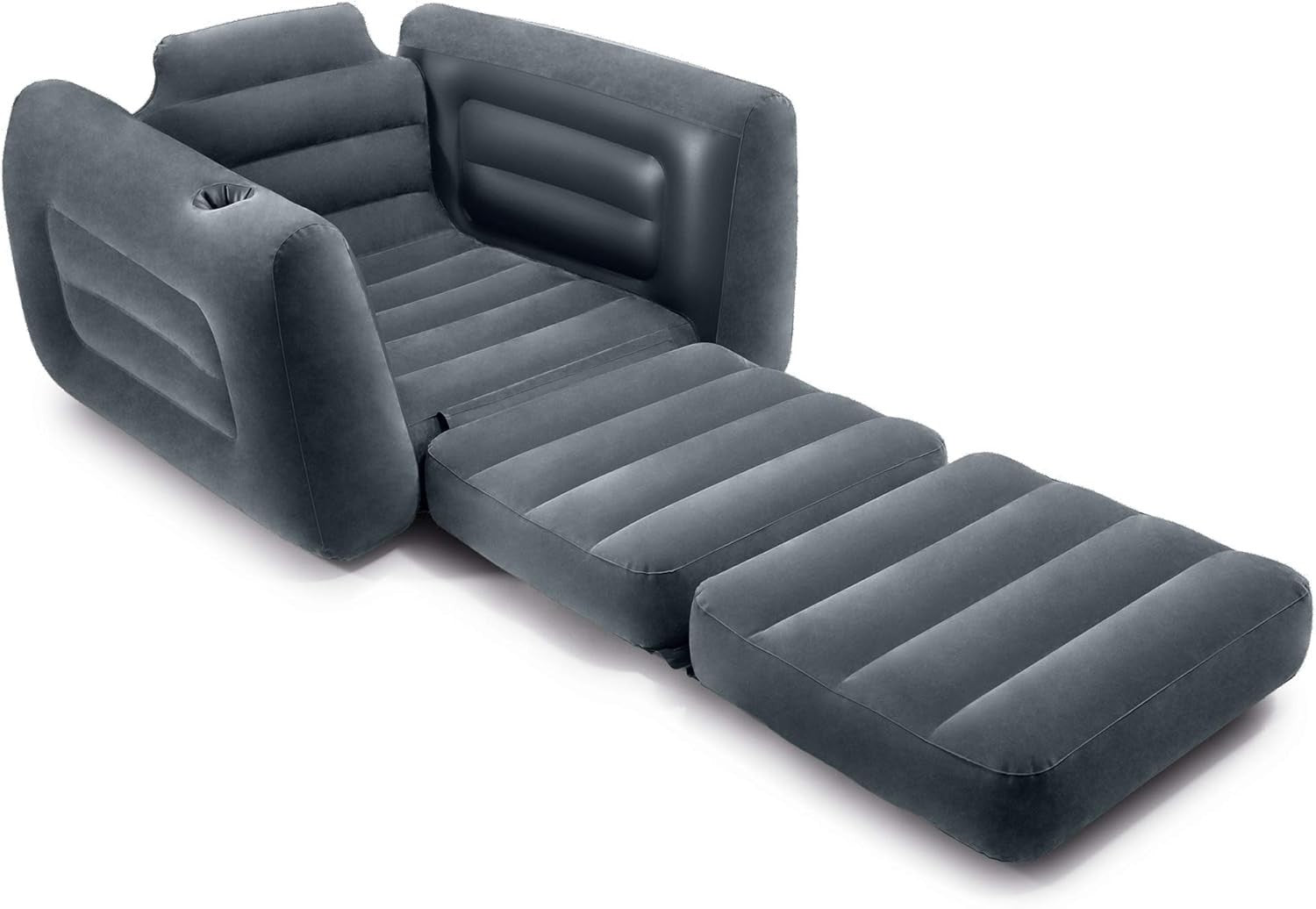 Inflatable Pull-Out Chair – 2-in-1 Bed & Lounger with Cupholder