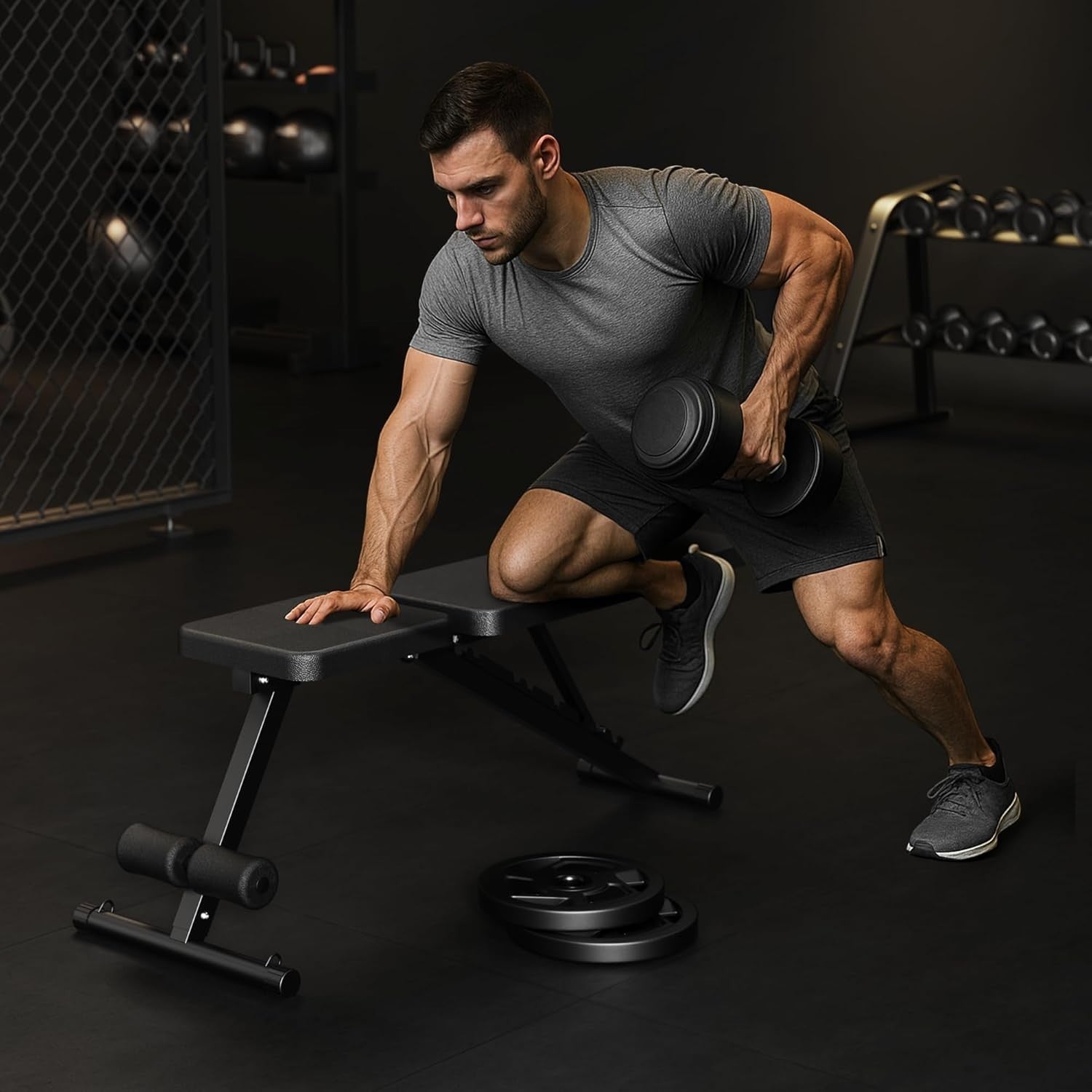 Foldable Adjustable Weight Bench 600lb Incline Decline Flat Home Gym