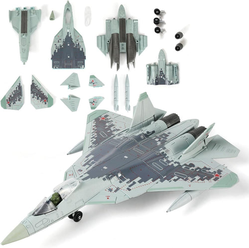 1:72 SU-57 Fighter Jet Model Kit with Stand - Military Plane DIY Assembly 39pcs