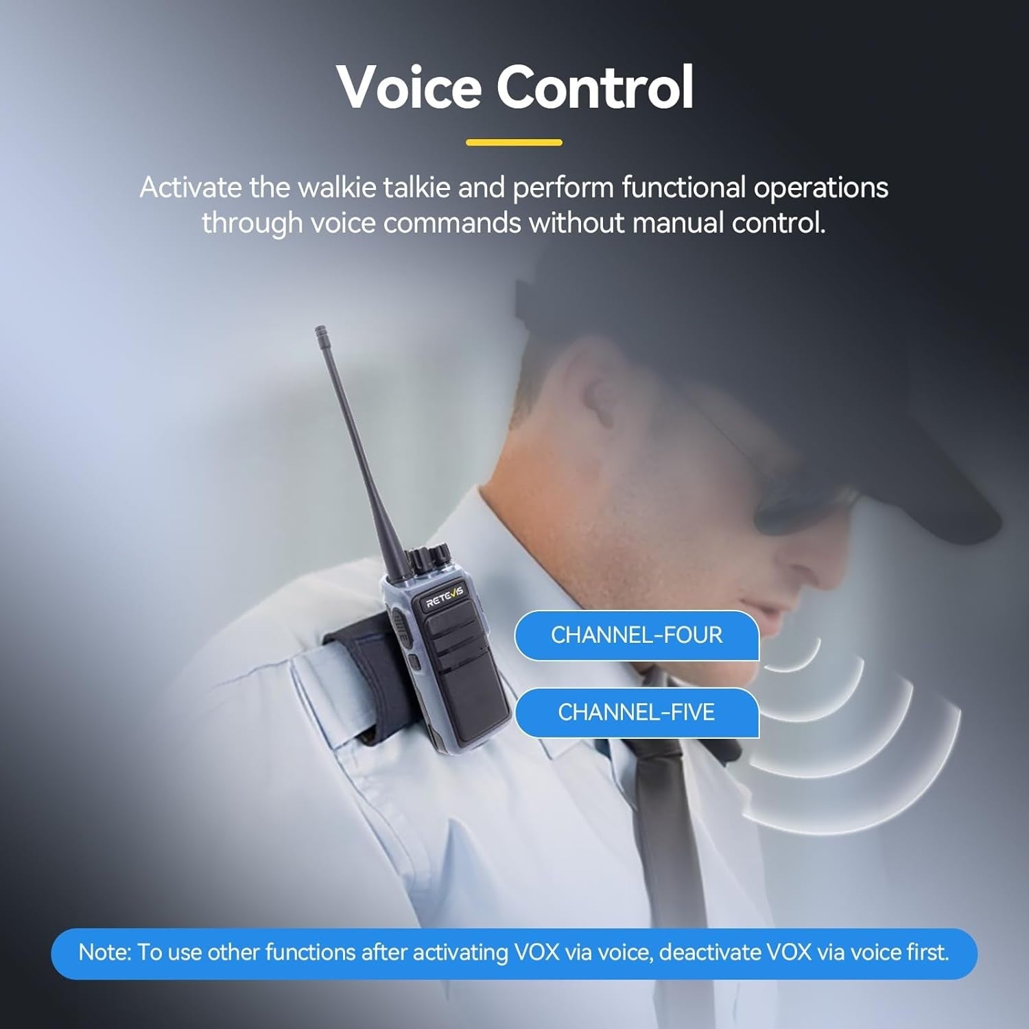 Dual Band Walkie Talkie VOX Noise Cancellation Voice Control 2500mAh