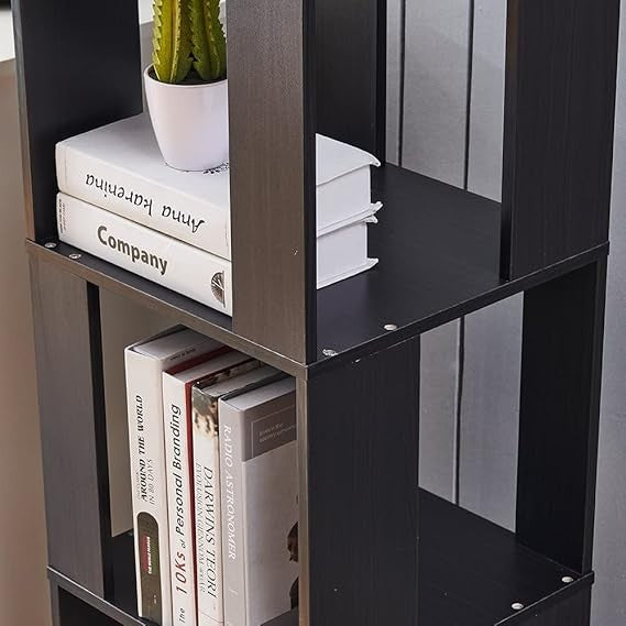 Tall Rotating 6-Tier Corner Bookshelf Slim Display Storage Unit for Home Office