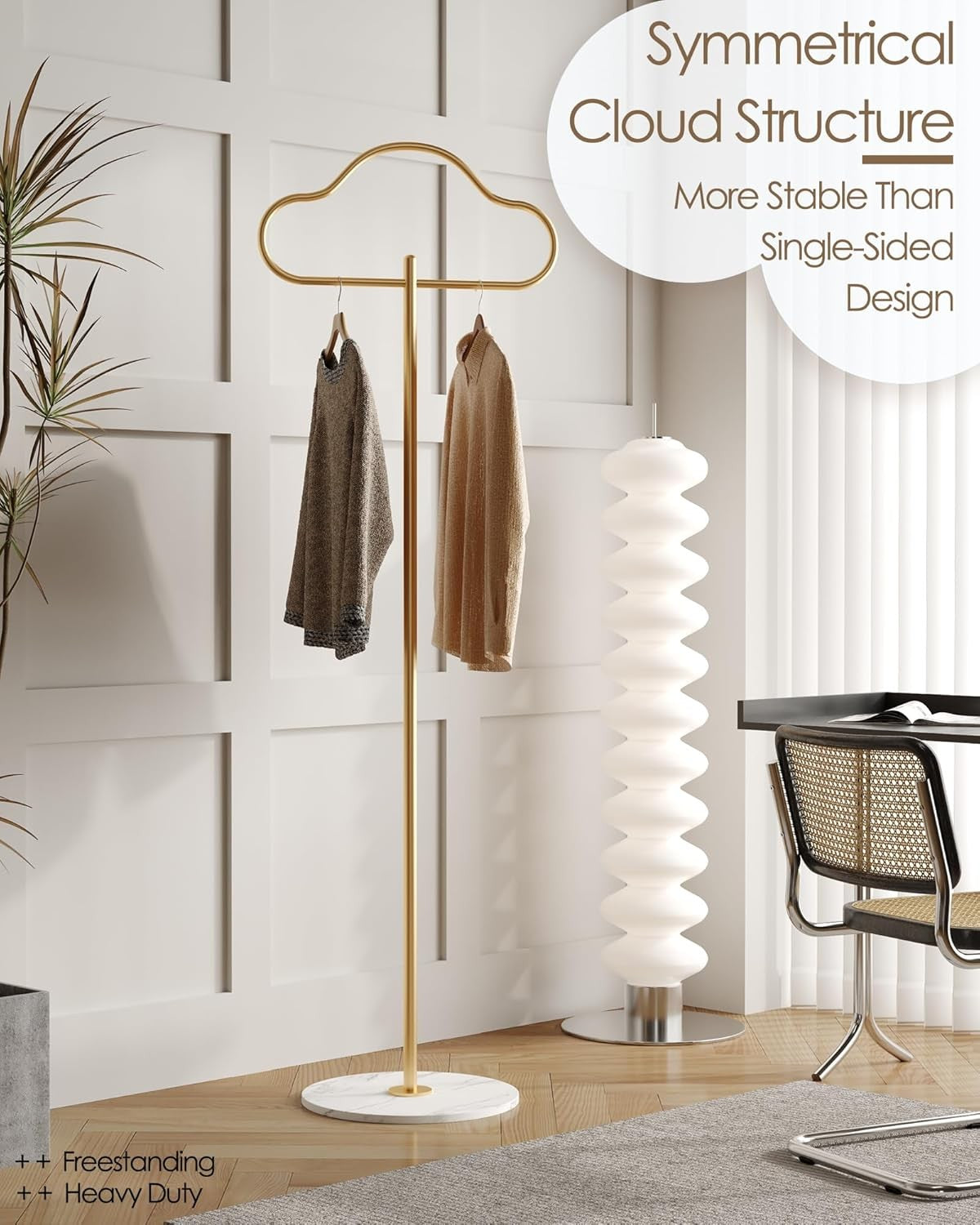 Gold Metal Coat Stand | Modern Free Standing Clothing Rack for Bedroom