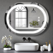 LED Bathroom Mirror Oval 80x60cm Demister Pad Anti-Fog Wall Light