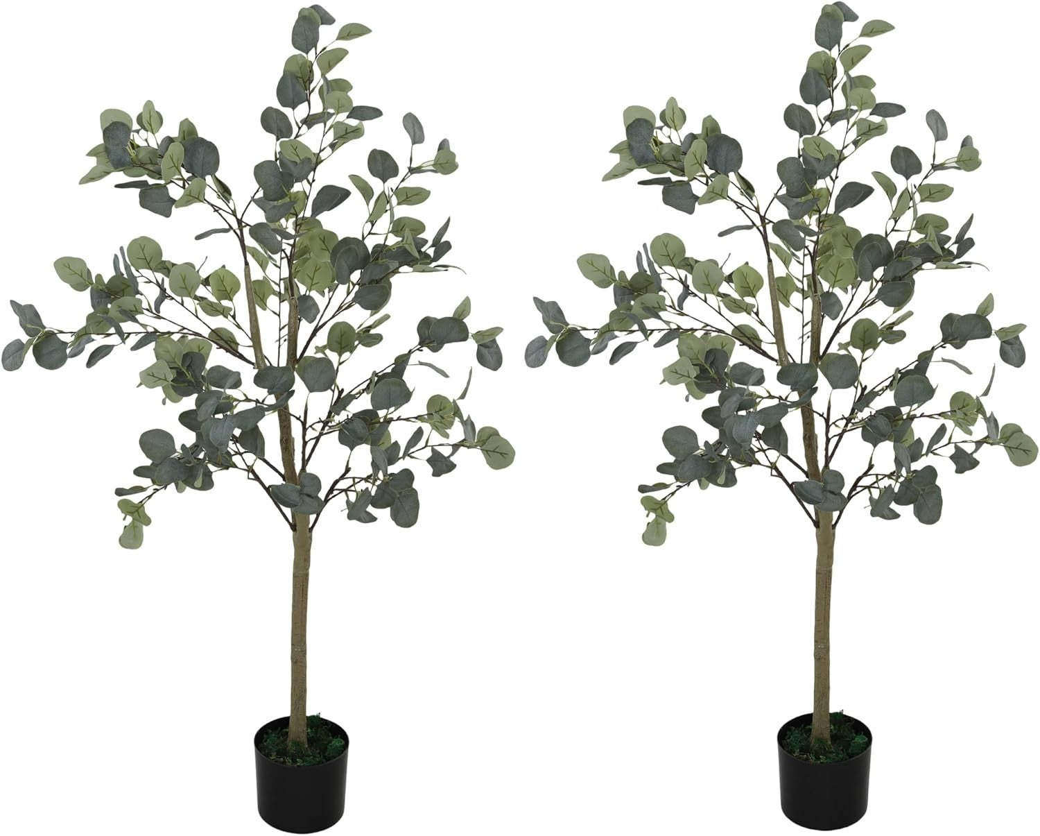 120cm Artificial Eucalyptus Trees Set of 2 Silver Dollar Leaf Home Garden Decor
