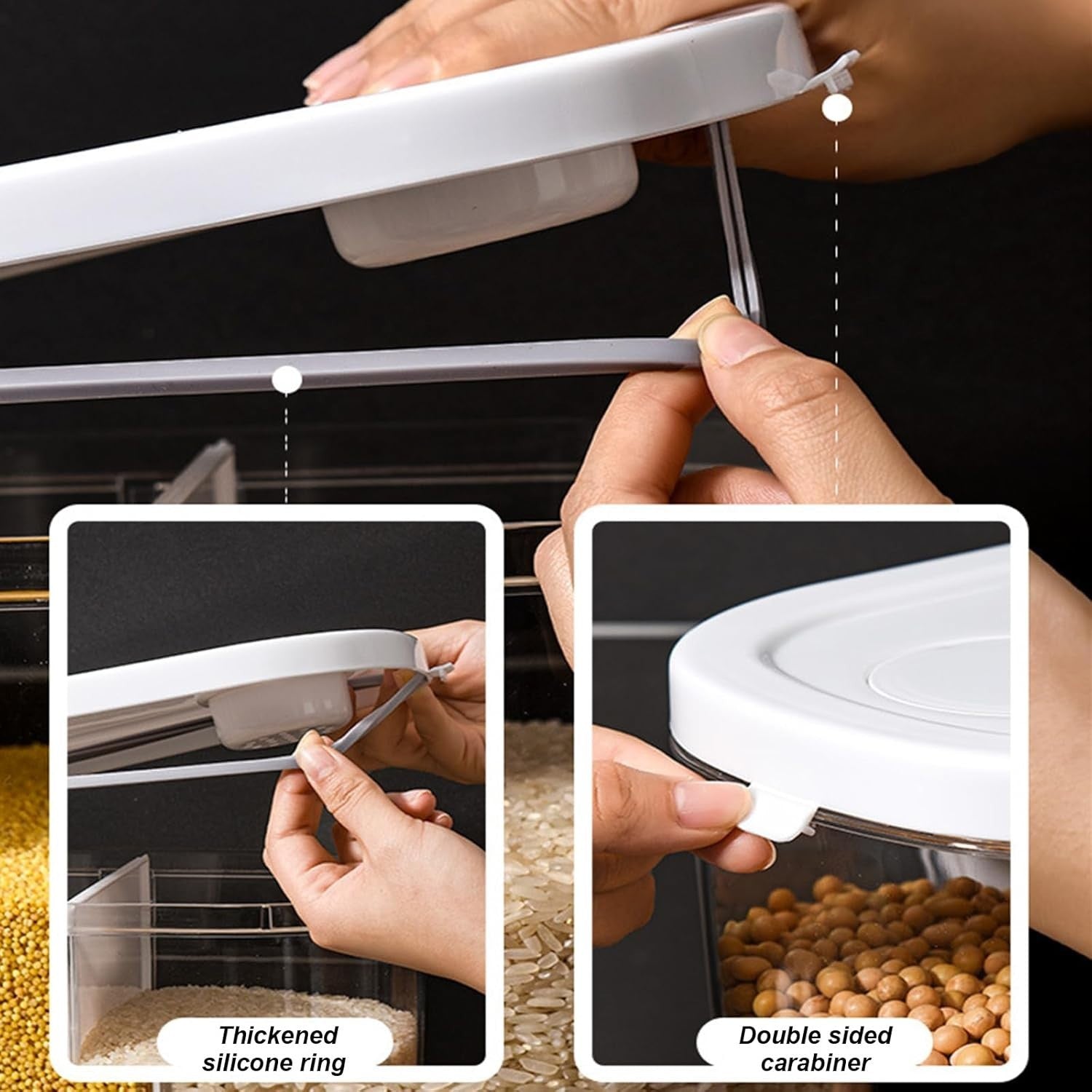 12L Wall Mounted Grain Dispenser 5 Grid Rice Cereal Storage Container