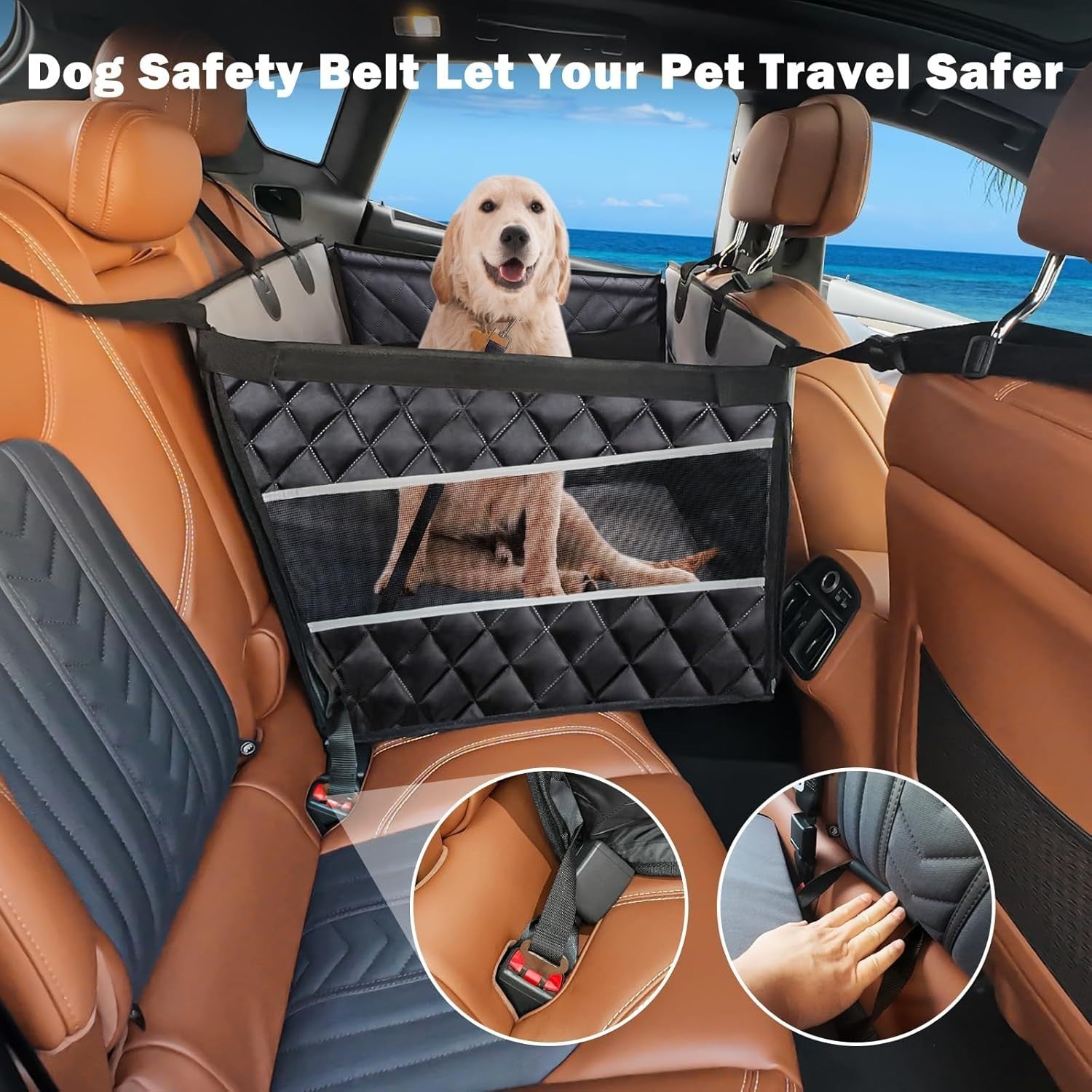Large Dog Car Seat Extender Waterproof Back Seat Travel Bed Up to 150lb
