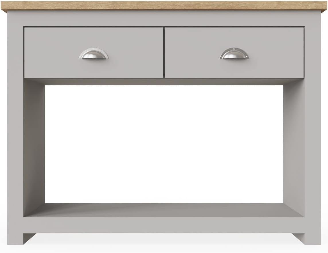 Grey Console Table with Drawers & Shelf, Hallway Desk Storage 75x100x35cm