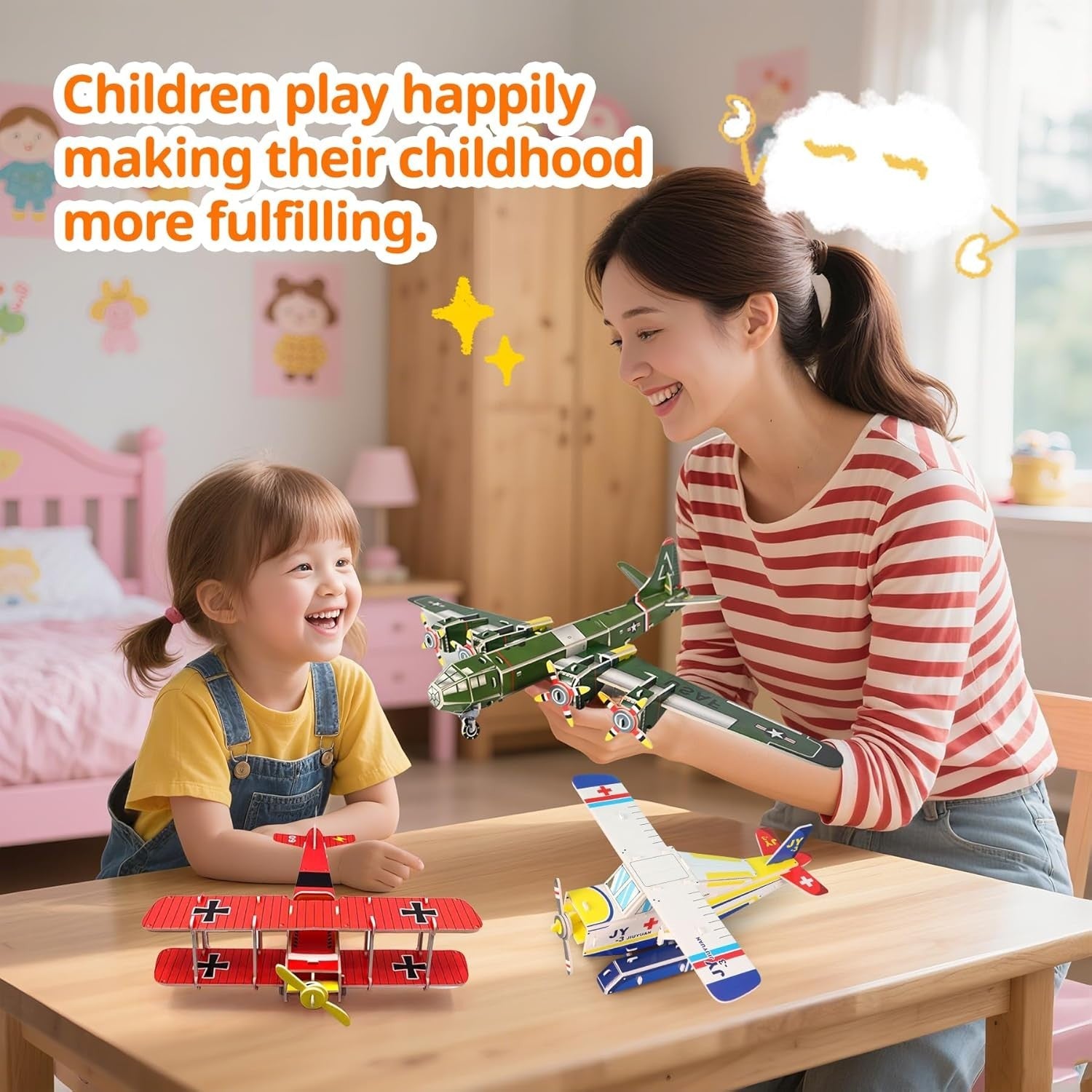 3D Antique Airplane Model Kit for Kids - Educational Puzzle Toy Gift