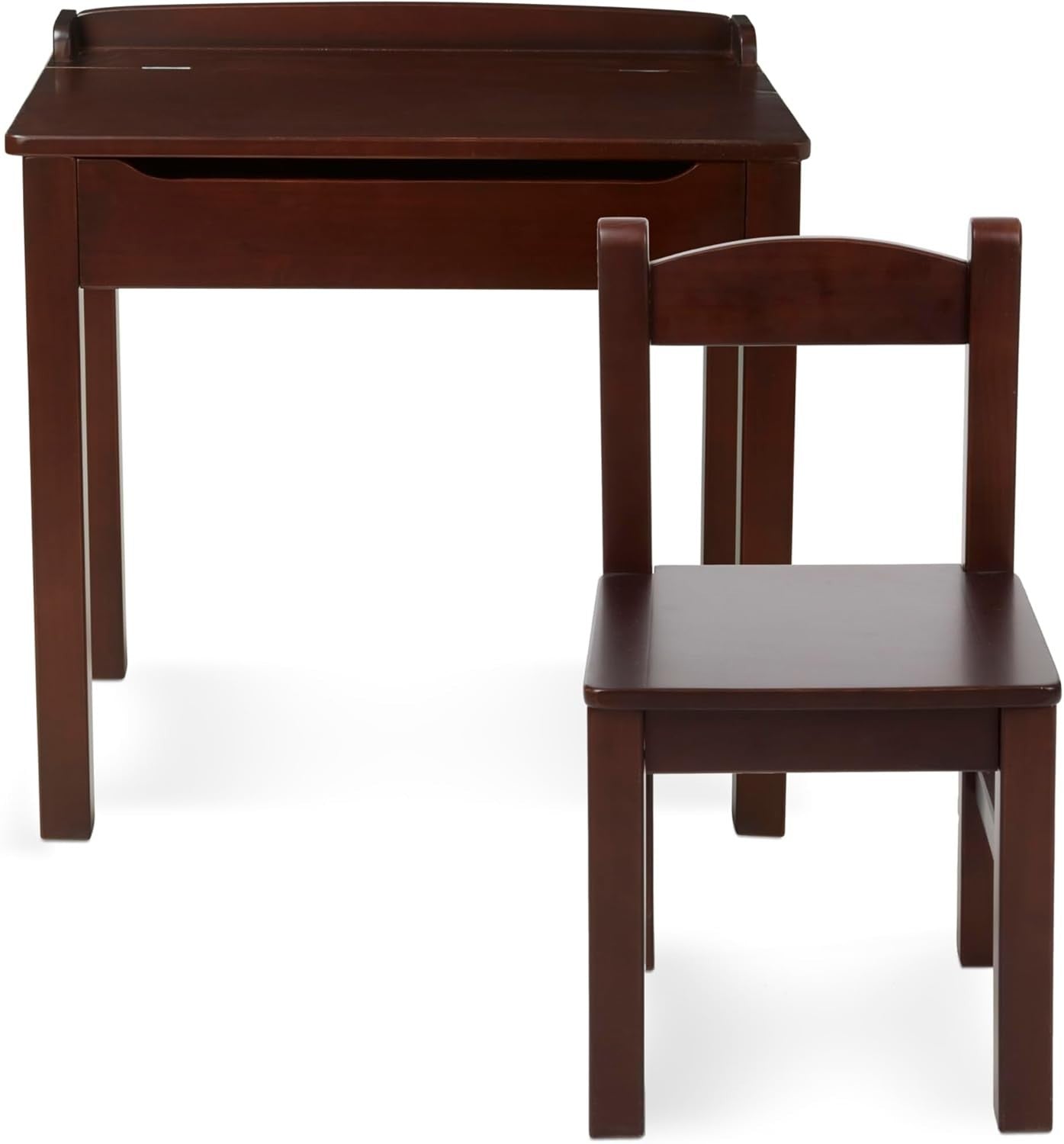 Kids Wooden Lift-Top Desk & Chair Set, Espresso, Compact 30.5x57cm