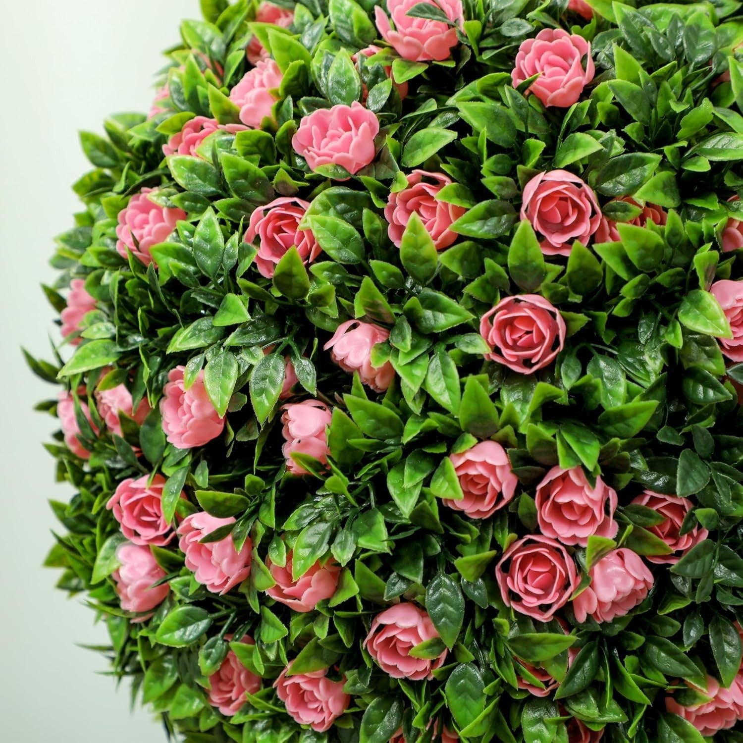 60cm Pink Rose Ball Topiary Trees Set of 2 in White Pot Floral Home Garden Decor