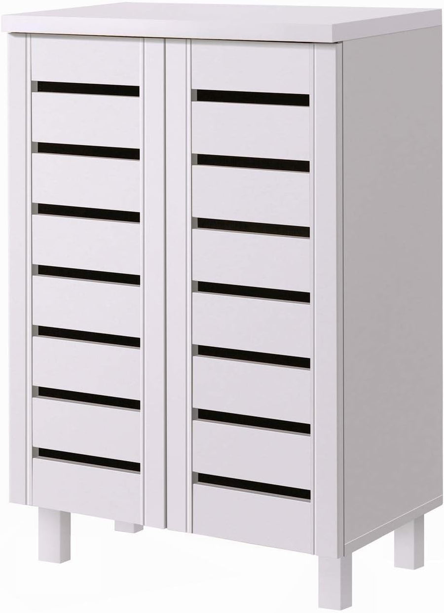 2 Door Shoe Storage Cabinet Slim Organizer 60x33x87 cm White