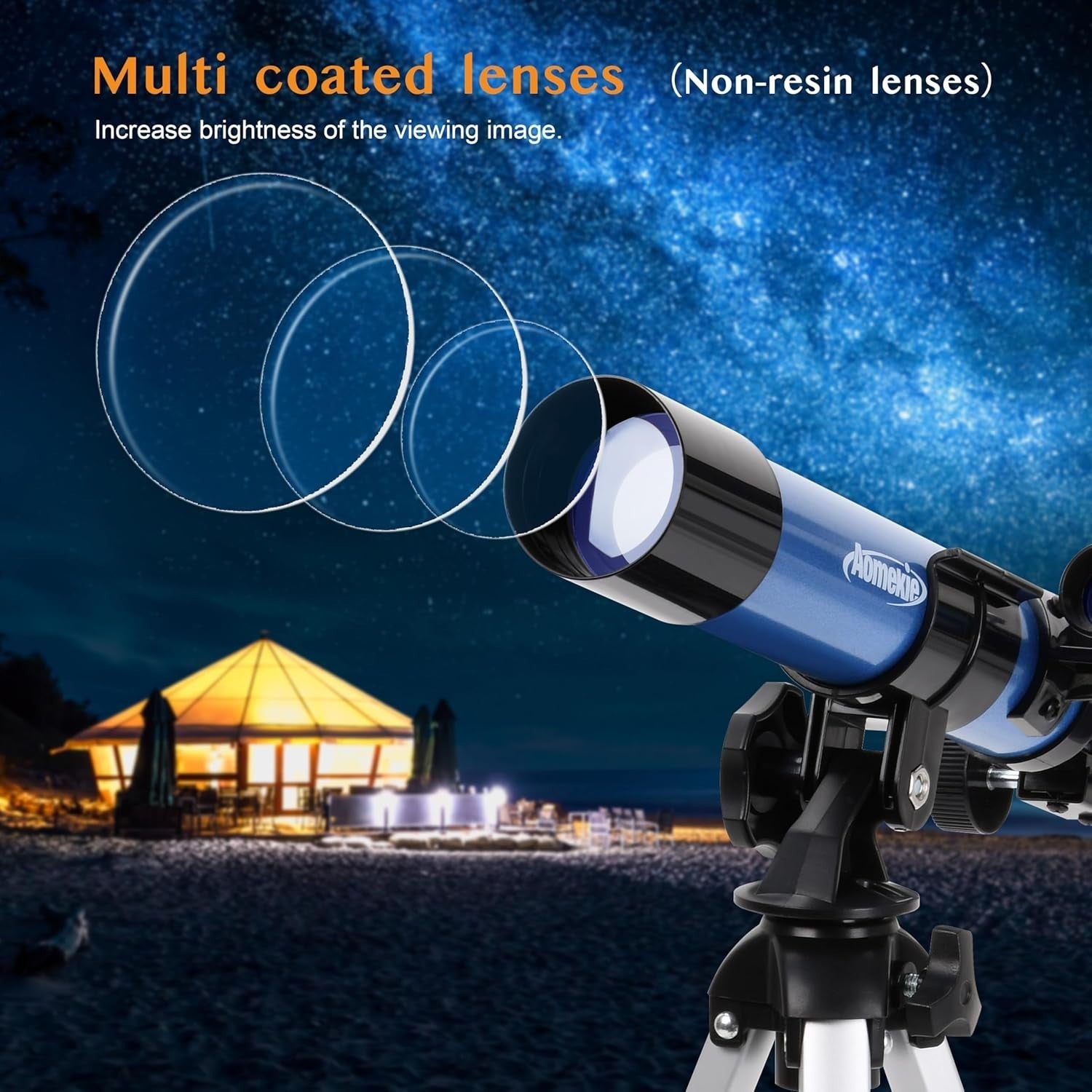 40mm Aperture 400mm Refractor Telescope for Kids & Beginners with Tripod - Blue