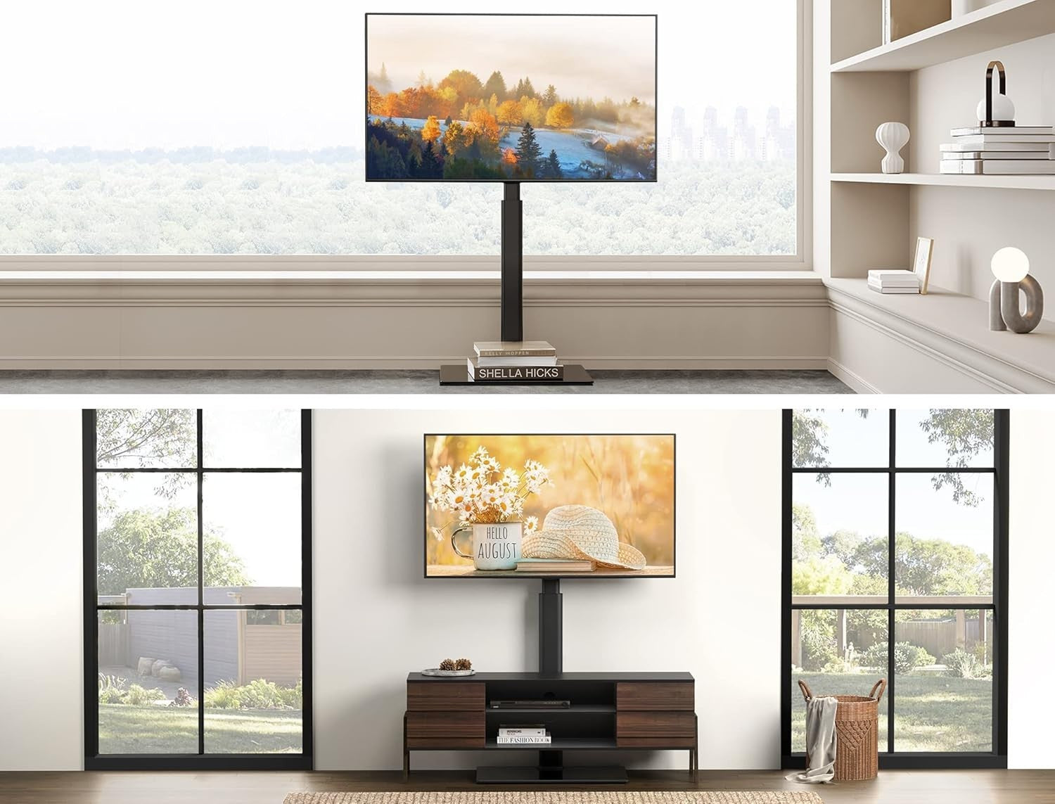 Adjustable Swivel TV Floor Stand for 32-60" Flat Screen TVs, Holds 30kg