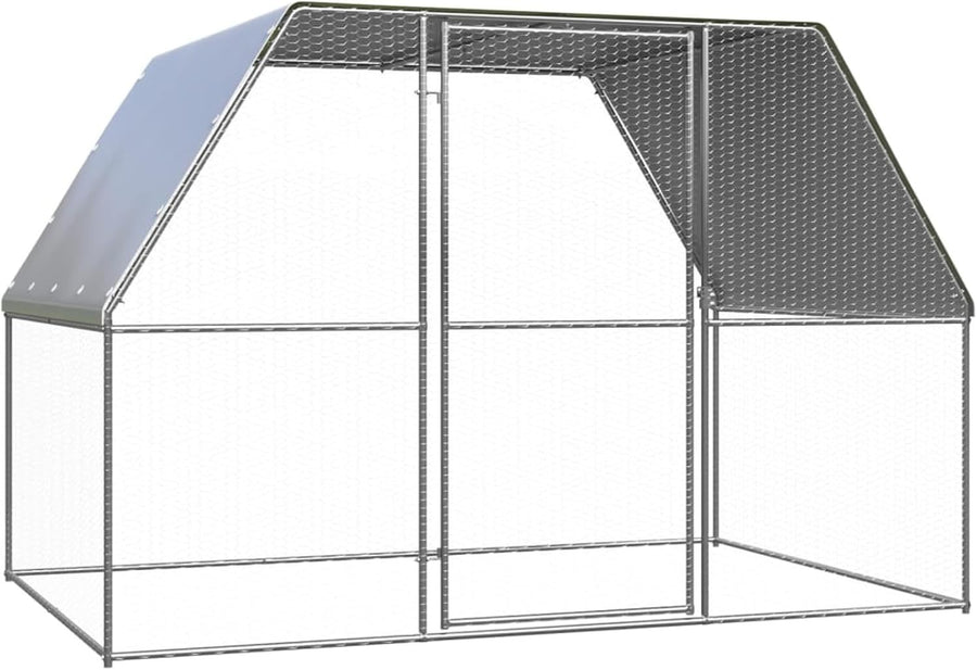 3x2x2m Walk In Chicken Coop Galvanised Run w Roof