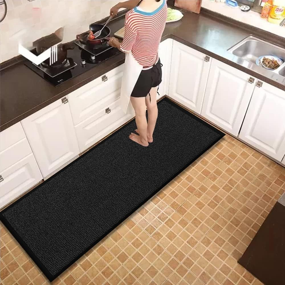 Small Black Waterproof Door Mat 40x60cm Non Slip Indoor Outdoor Entrance Rug