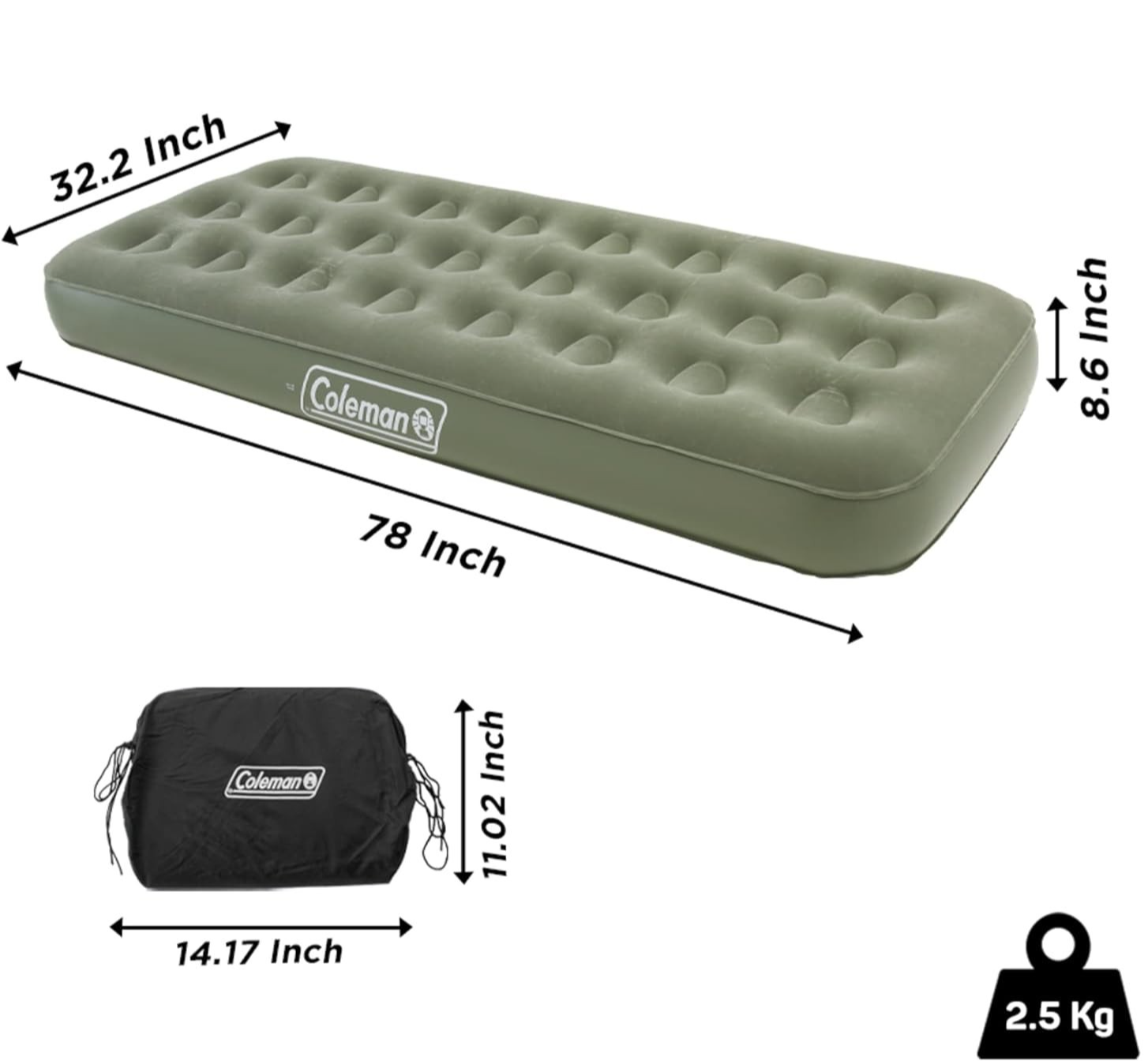 Inflatable Air Mattress Single Bed – Camping, Guest, Tent, PVC Comfort
