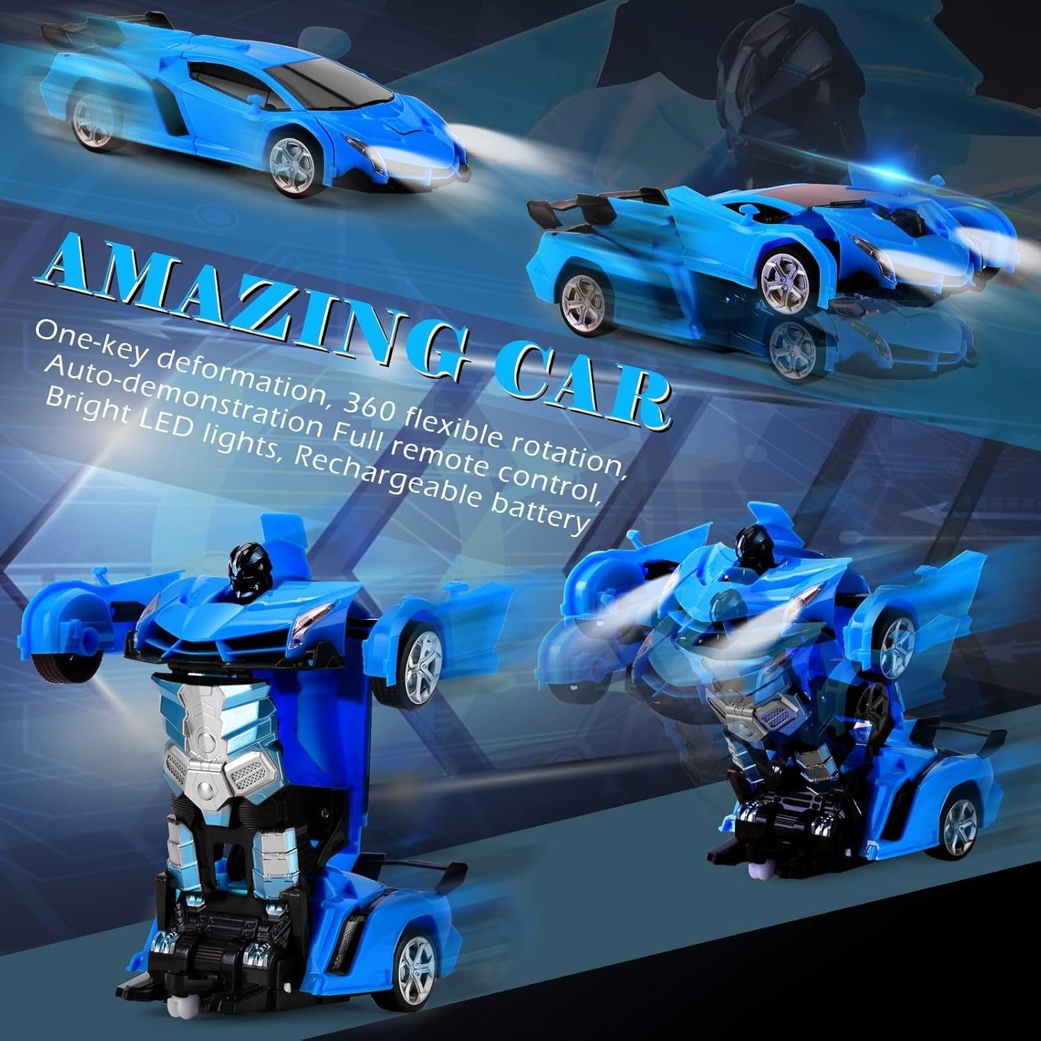 Transforming Robot RC Car 360° Rotating Toy – Gift for Kids Boys 3–8+