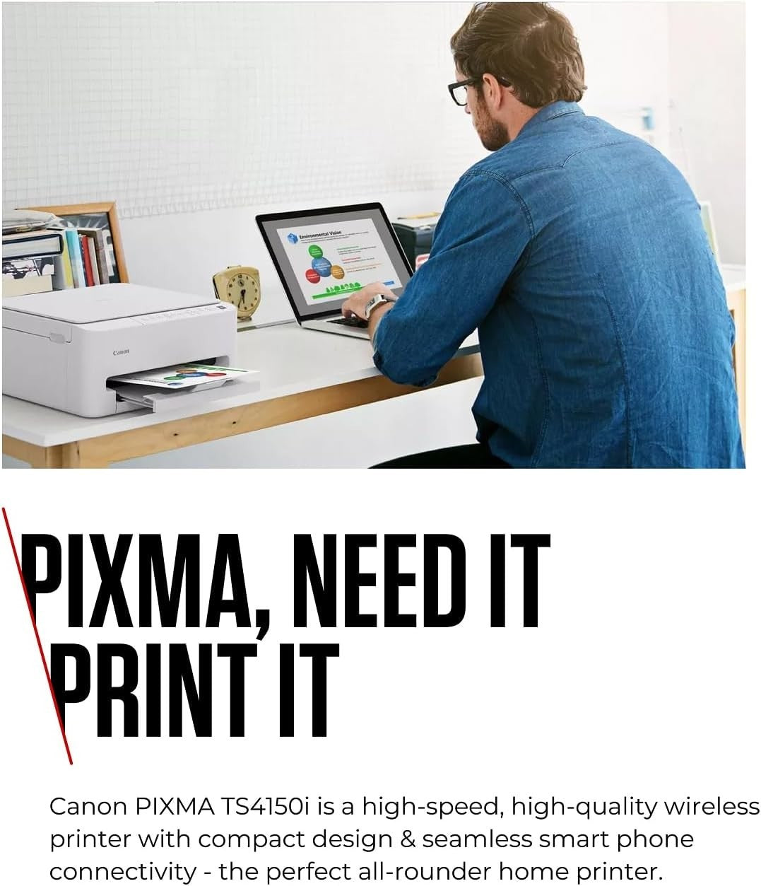 White TS4150I Wireless Colour Inkjet Printer All-in-One Auto Duplex A4