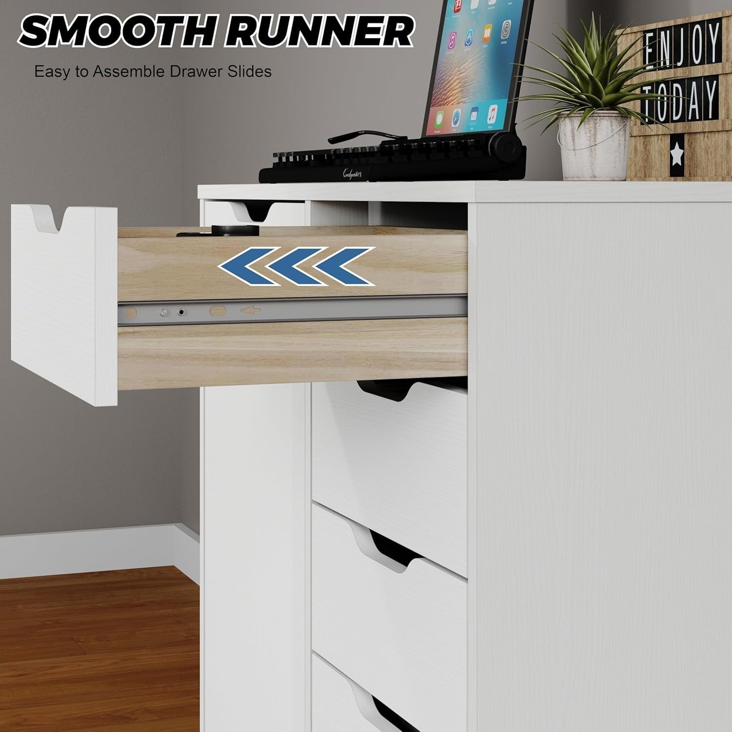 White Mobile File Cabinet 5 Drawer Side Cupboard Rolling Storage