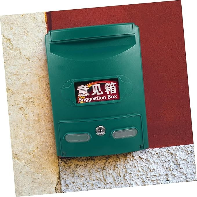 Lockable Wall Mount Mailbox Weatherproof ABS Secure Post Box Green 28.5x21.5x8cm