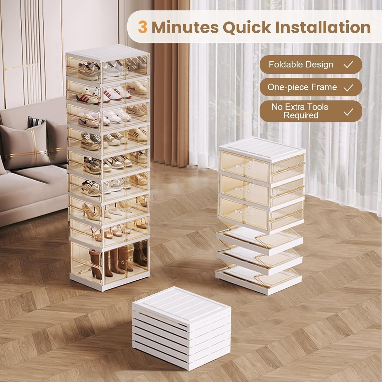 9 Tier Foldable Shoe Rack Cabinet with Doors – 18 Pair Space-Saving Organizer