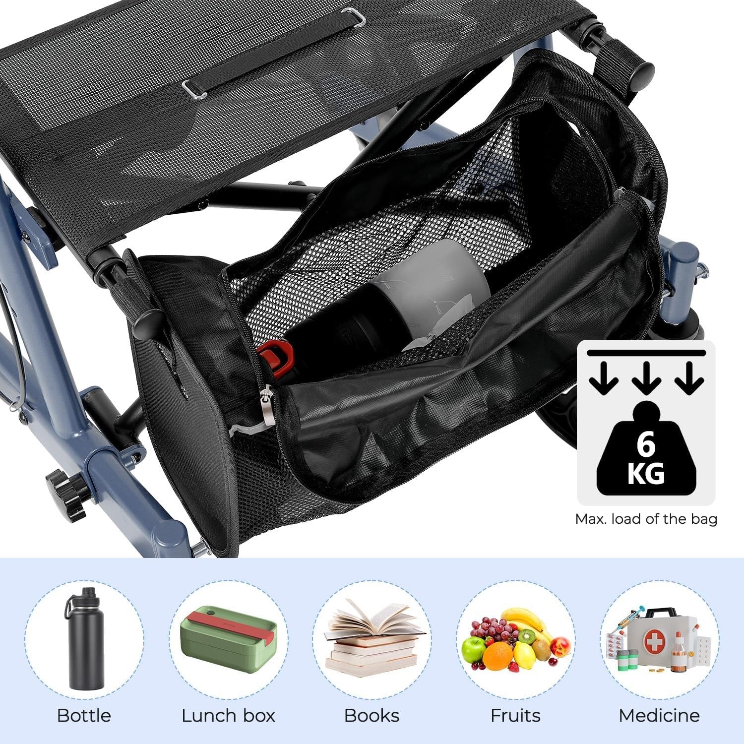Lightweight Folding Rollator Walker 4 Wheels Seat Adjustable Brakes 300lb